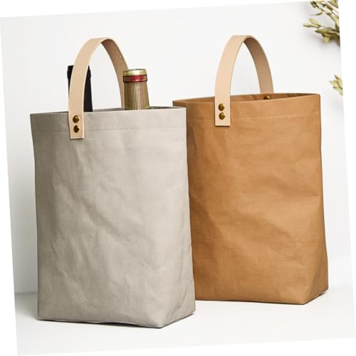 Ipetboom wasserdichte Wiederverwendbare Weintragetasche aus Gewaschenem Kraftpapier Flaschentasche mit Griff Stabile Geschenkverpackung für Weinflaschen bei Festen und Partys von Ipetboom