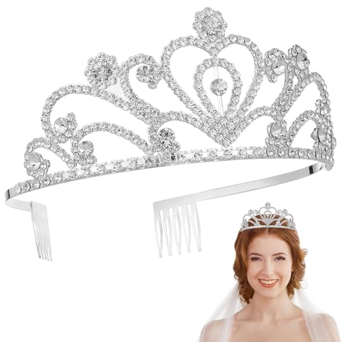 Kronverlustone Tiaras Für Frauen Hochzeitskristallkrone Mit Kämmen Brauthochzeit Stirnbänder Prom Geburtstagsfeier Halloween Haarzubehör Für Frauen Mädchen Silber von Ipetboom