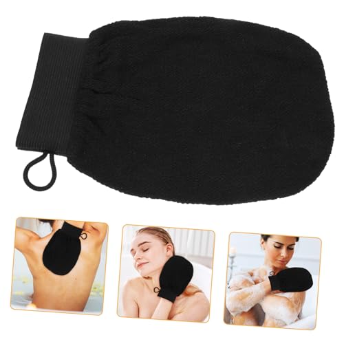 Ipetboom Exfolierende Bad-handschuhe Für Dusche Sanfter Peeling-handschuh Zur Entfernung Abgestorbener Haut Für Männer Und Frauen Schwarz Komfortabel Aus Viskose Mit Elastischem Band von Ipetboom