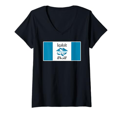 Damen Iqaluit Wappen Flagge Nationalstolz Geschenk Souvenir T-Shirt mit V-Ausschnitt Damen Iqaluit Wappen Flagge Nationalstolz Geschenk Souvenir T-Shirt mit V-Ausschnitt von Iqaluit National Pride commonwealth Canada austra
