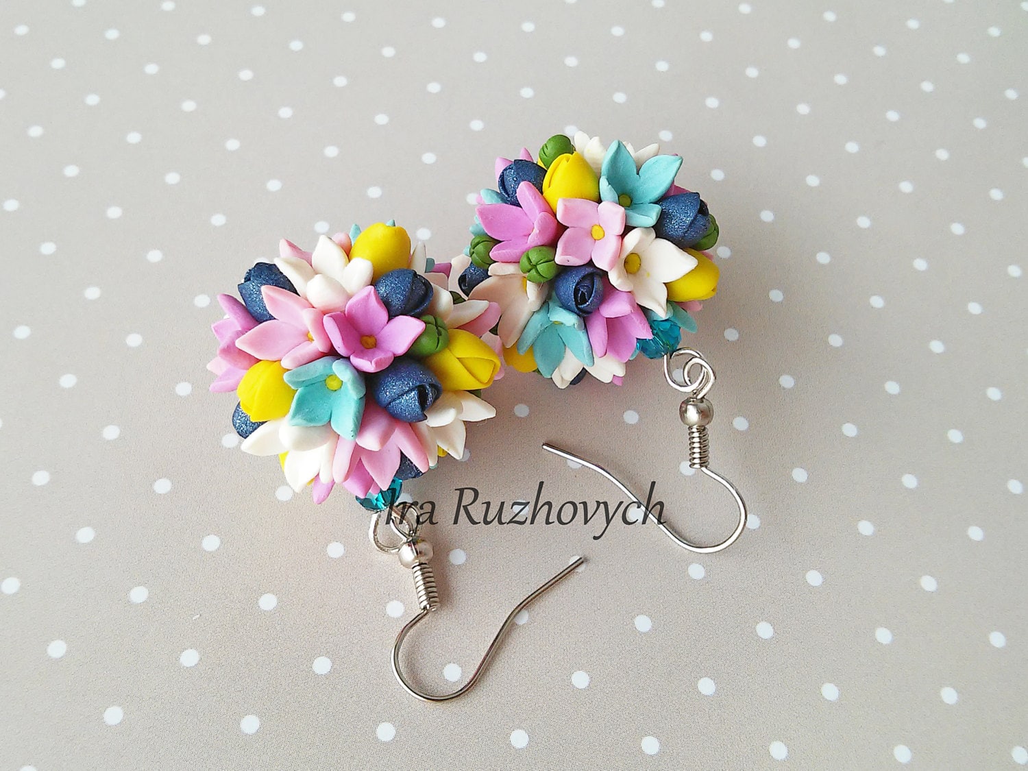 Kugelohrringe, Blumenohrringe, Handgemachte Blumenkugelohrringe Kugelohrringe, Blumenohrringe, Handgemachte Blumenkugelohrringe von IraRuzhovych
