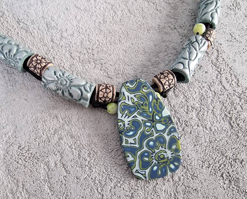 Mokume Gane Halskette, Handgemachte Blumen, Fimo Schmuck Mokume Gane Halskette, Handgemachte Blumen, Fimo Schmuck von IraRuzhovych