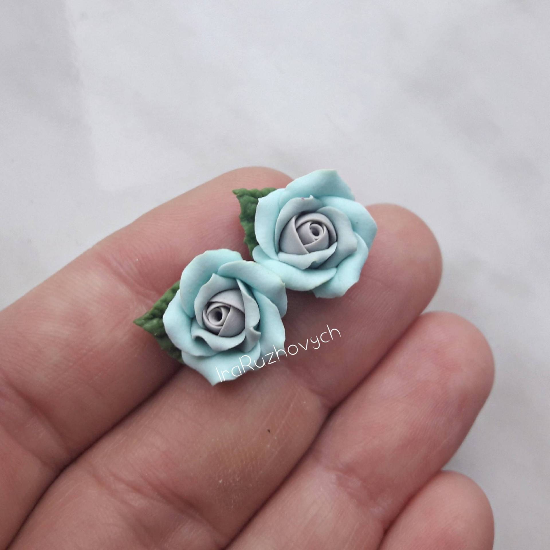 Ohrstecker Blau Grau Rose Ohrstecker Blau Grau Rose von IraRuzhovych
