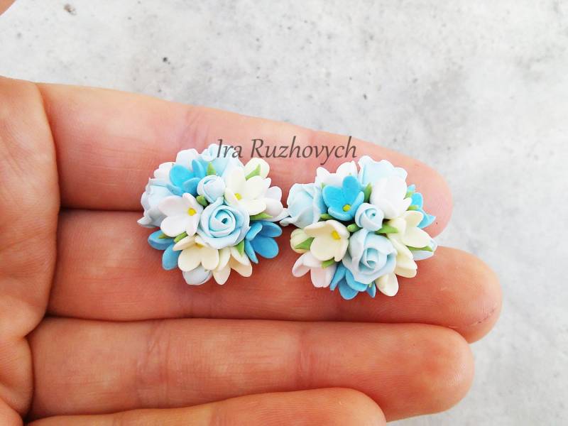 Ohrstecker Rosa Und Lila, Schmuck Handgemacht, Polymer Clay von IraRuzhovych