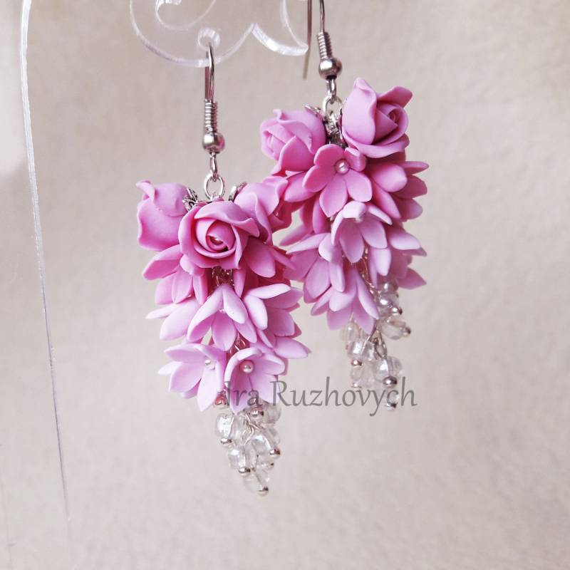 Pinke Ohrringe, Rose, Flieder, Lange Ohrringe Pinke Ohrringe, Rose, Flieder, Lange Ohrringe von IraRuzhovych