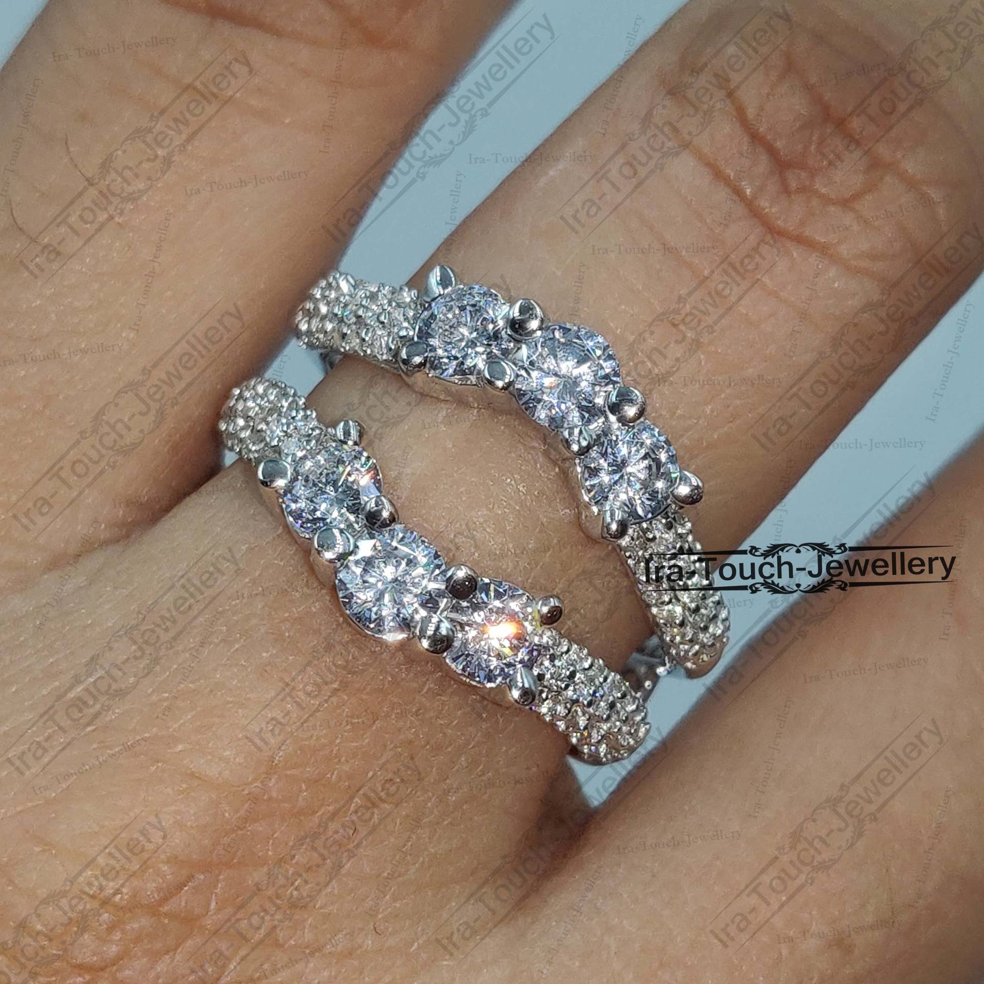 Cz Diamant Bandenhancer Ring, Weißgold Über Schutzband, Jubiläumsring, Verlobungsringenhancer, Solitärenhancer, Cluster Ring Cz Diamant Bandenhancer Ring, Weißgold Über Schutzband, Jubiläumsring, Verlobungsringenhancer, Solitärenhancer, Cluster Ring von IraTouchJewellery