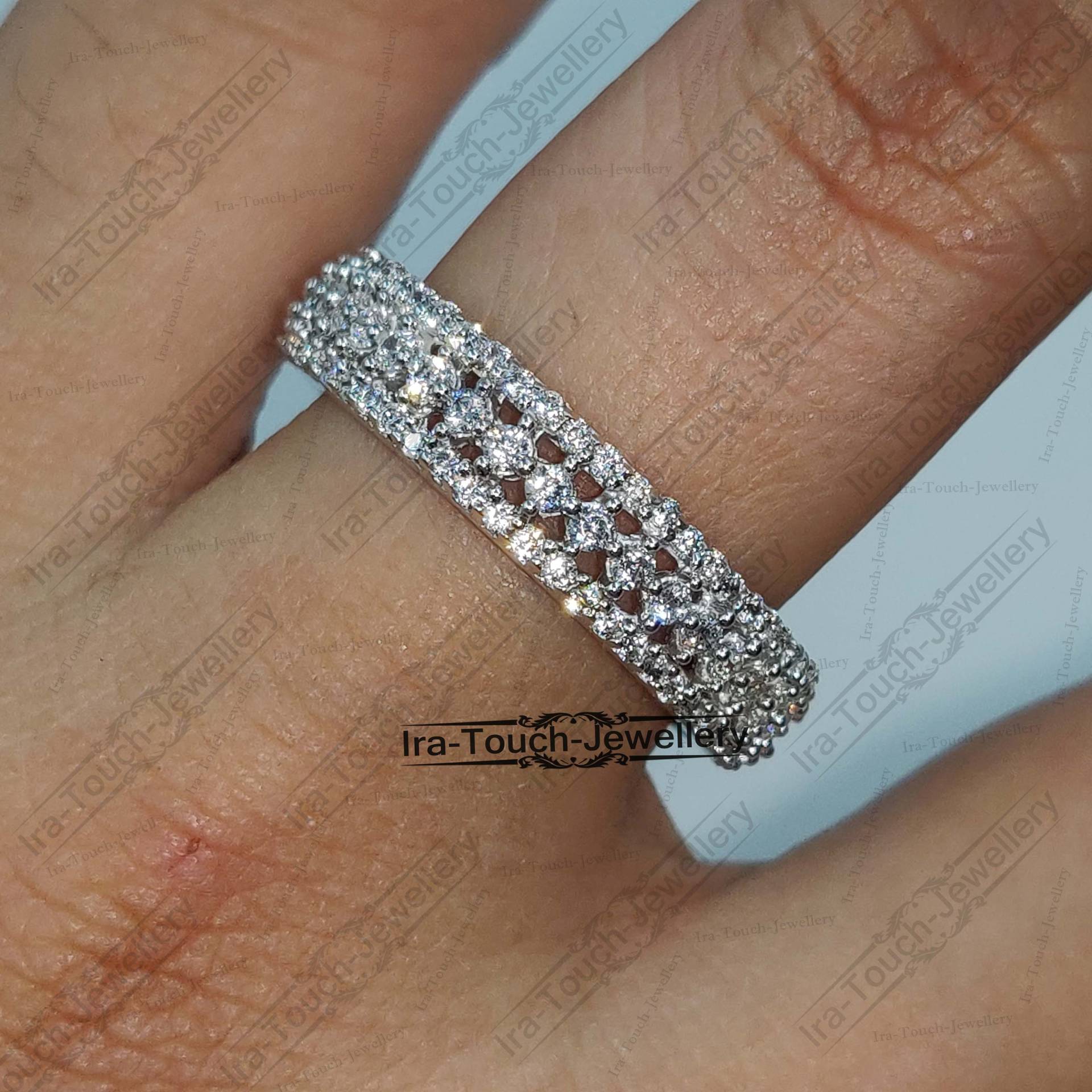 Frauen Rundes Ehering, Halbe Ewigkeit Band, Stapelring, Versprechen Ring, Verlobungsring, Statement Sterling Silber von IraTouchJewellery