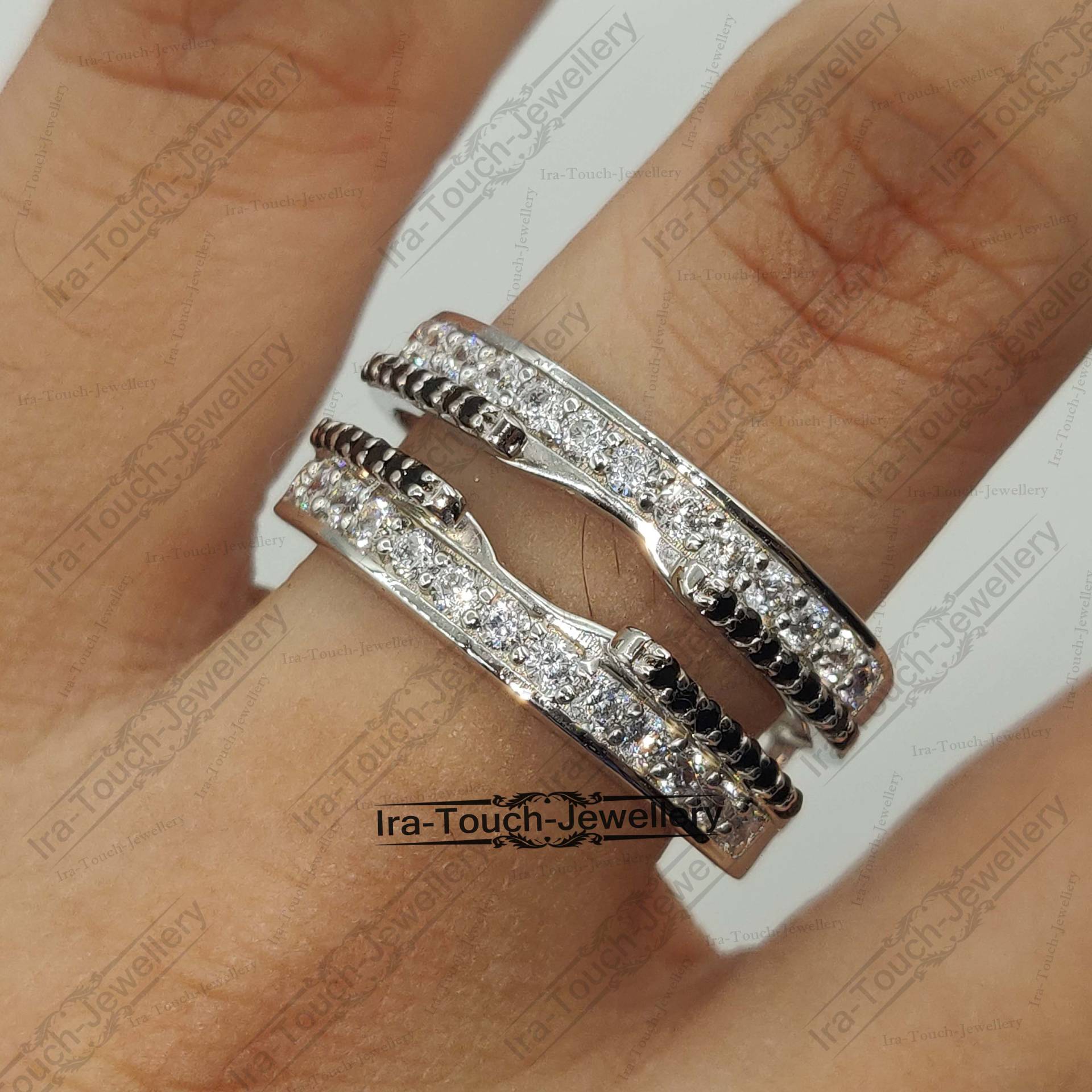 Weißgold Über Guard Band, Jubiläumsring, Verlobungsring Verstärker, Solitär Frauen Verstärker Ring, Diamant Band Ring von IraTouchJewellery