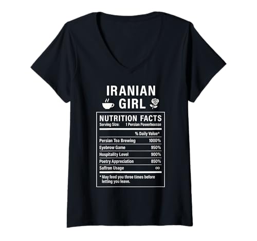 Damen Iranisches Mädchen Frauen Mädchen mit iranischen Wurzeln T-Shirt mit V-Ausschnitt Damen Iranisches Mädchen Frauen Mädchen mit iranischen Wurzeln T-Shirt mit V-Ausschnitt von Iranian Culture Gifts for Iranian Women