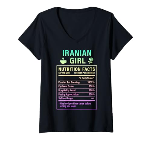 Damen Iranisches Mädchen Frauen Mädchen mit iranischen Wurzeln T-Shirt mit V-Ausschnitt von Iranian Culture Gifts for Iranian Women