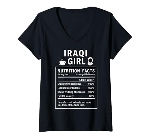 Damen Irakisches Mädchen für stolze Frauen und Mädchen Irakische Wurzeln T-Shirt mit V-Ausschnitt von Iraqi Culture Gifts for Iraqi Girls Women