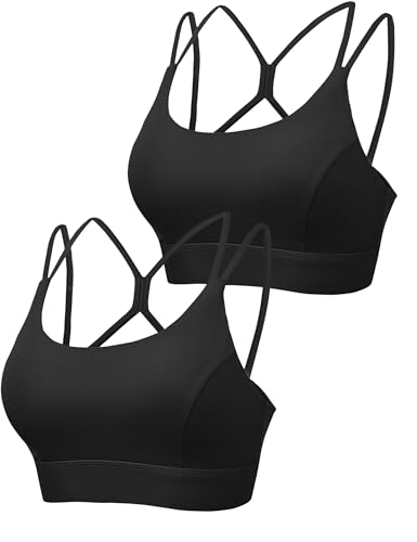 Irdcomps Damen Sport BH ohne Bügel Starker Halt Bras Sports Brüste mit Racerback für Fitness Yoga Joggen,2er-Schwarz-319,XL von Irdcomps