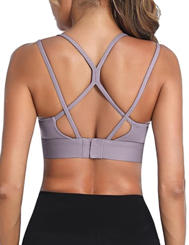 Irdcomps Damen Sport BH ohne Bügel Starker Halt Bras Sports Brüste mit Racerback für Fitness Yoga Joggen,Lila-319,L von Irdcomps