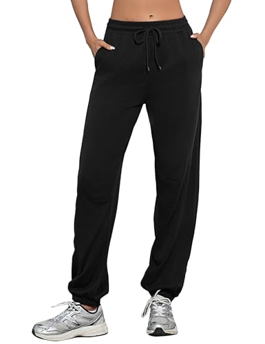 Irdcomps Jogginghose Damen Lang Sporthose Traininghose Polyester Sweathose Laufhose Baggy Hose Dicke Damen Hose High Waist Fitnessstudio Schwarz XL von Irdcomps