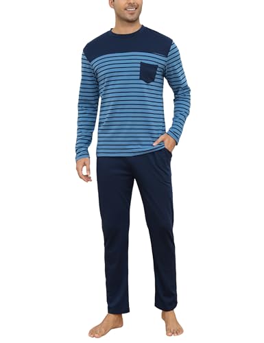 Irdcomps Pyjama Herren Schlafanzug Lang Winter Baumwolle Nachtwäsche Set Männer Langarm mit Schlafanzughose Hellblau XXL Irdcomps Pyjama Herren Schlafanzug Lang Winter Baumwolle Nachtwäsche Set Männer Langarm mit Schlafanzughose Hellblau XXL von Irdcomps
