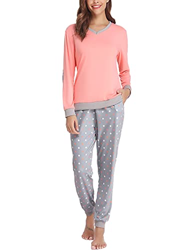 Irdcomps Schlafanzug Damen Pyjama Lang Baumwolle Winter Nachtwäsche Set Langarm Rosa XXL Irdcomps Schlafanzug Damen Pyjama Lang Baumwolle Winter Nachtwäsche Set Langarm Rosa XXL von Irdcomps
