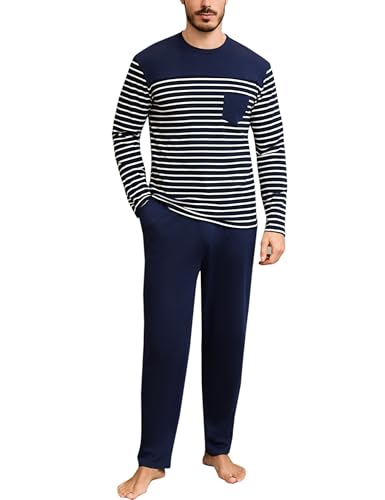Irdcomps Schlafanzug Herren Lang Pyjama Winter Baumwolle Nachtwäsche Set Langarm mit Brusttasche Dunkelblau M Irdcomps Schlafanzug Herren Lang Pyjama Winter Baumwolle Nachtwäsche Set Langarm mit Brusttasche Dunkelblau M von Irdcomps