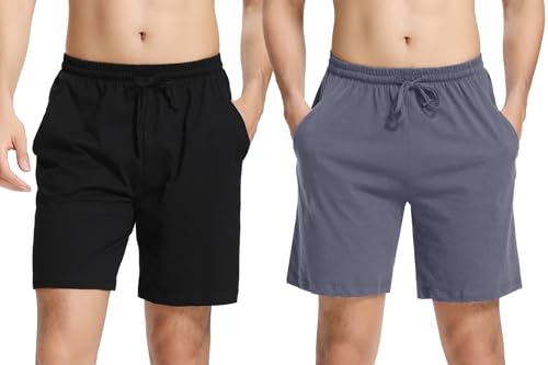 Irdcomps Schlafanzughose Kurz Herren Pyjamahose Schlafhose 100% Baumwolle Schlafshorts Männer Shorts Shorty Sommer Nachtwäsche mit Taschen 2er Pack Schwarz Blaugrau XXL Irdcomps Schlafanzughose Kurz Herren Pyjamahose Schlafhose 100% Baumwolle Schlafshorts Männer Shorts Shorty Sommer Nachtwäsche mit Taschen 2er Pack Schwarz Blaugrau XXL von Irdcomps