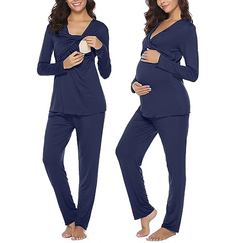 Irdcomps Stillpyjama Damen Winter Umstandspyjama Lang Stillschlafanzug Baumwolle Umstandsschlafanzug Frauen Nachtwäsche Schwangerschaft Langarm Krankenhaus Pyjama Sets Stillfunktion Navyblau S Irdcomps Stillpyjama Damen Winter Umstandspyjama Lang Stillschlafanzug Baumwolle Umstandsschlafanzug Frauen Nachtwäsche Schwangerschaft Langarm Krankenhaus Pyjama Sets Stillfunktion Navyblau S von Irdcomps