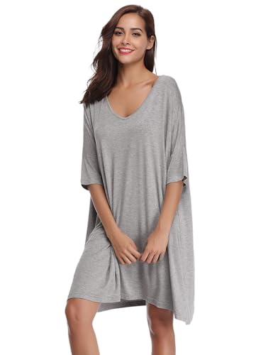 Irdcomps Schlafshirt Damen Große Größen Nachthemd Baumwolle Langarm Sleepshirt Übergröße Schlafhemd Mädchen XXL von Irdcomps