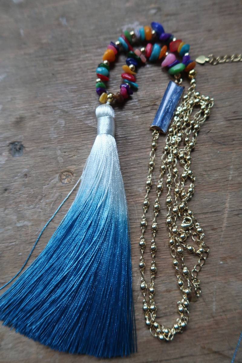 Blau Seide Quaste Boho Kette Achat Vergoldet Hippie Türkis Bunt Bohemian Statement Layering Sommerlich Urlaub Blau Seide Quaste Boho Kette Achat Vergoldet Hippie Türkis Bunt Bohemian Statement Layering Sommerlich Urlaub von IreAndValeo