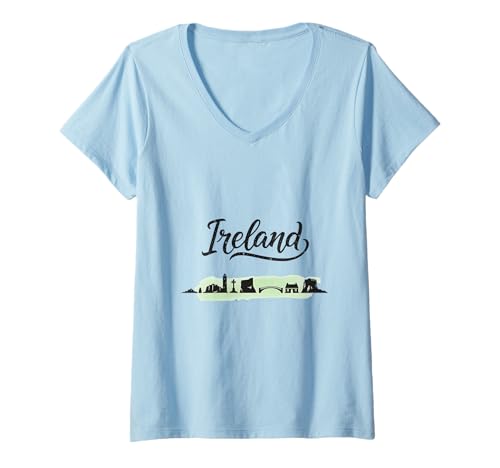 Damen Irland Skyline Reise Urlaub Outfits T-Shirt mit V-Ausschnitt Damen Irland Skyline Reise Urlaub Outfits T-Shirt mit V-Ausschnitt von Ireland Casual Clothes T-Shirts