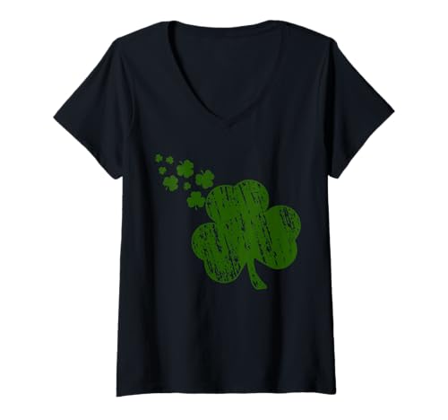 Damen St. Patricks Day T-Shirt Kleeblatt St. Paddys Day Irish Clover T-Shirt mit V-Ausschnitt Damen St. Patricks Day T-Shirt Kleeblatt St. Paddys Day Irish Clover T-Shirt mit V-Ausschnitt von Ireland Distressed Shamrock Women St Patricks Day