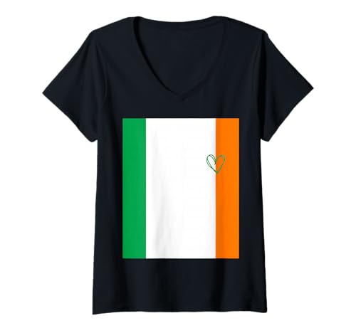 Damen Irland-Flagge, irisches Herz, stolz, Nationalfeiertag T-Shirt mit V-Ausschnitt Damen Irland-Flagge, irisches Herz, stolz, Nationalfeiertag T-Shirt mit V-Ausschnitt von Ireland Flag Irish Proud National Day Gifts Idea