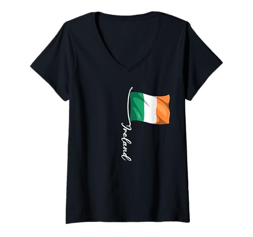 Damen Ireland Flaggen T-Shirt mit V-Ausschnitt Damen Ireland Flaggen T-Shirt mit V-Ausschnitt von Ireland Geschenk