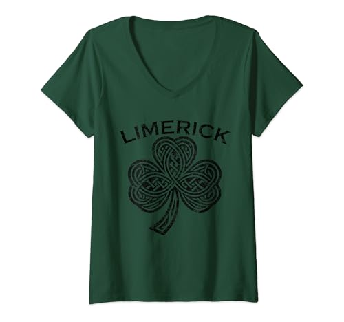 Damen Limerick Ireland Irish Shamrock Erie Present T-Shirt mit V-Ausschnitt von Ireland Hibernia Village Town City Merch Stuff