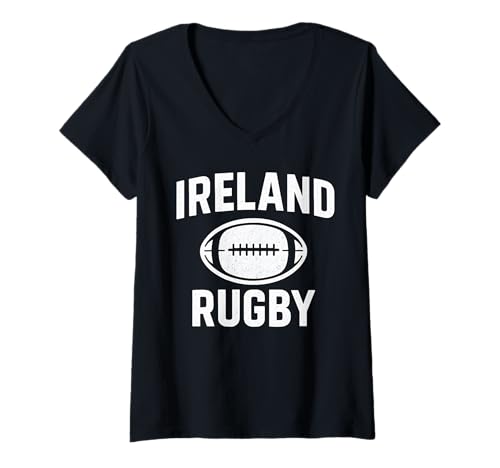 Damen Irland Rugby T-Shirt mit V-Ausschnitt Damen Irland Rugby T-Shirt mit V-Ausschnitt von Ireland Rugby Supporters Jersey Irish Shamrock