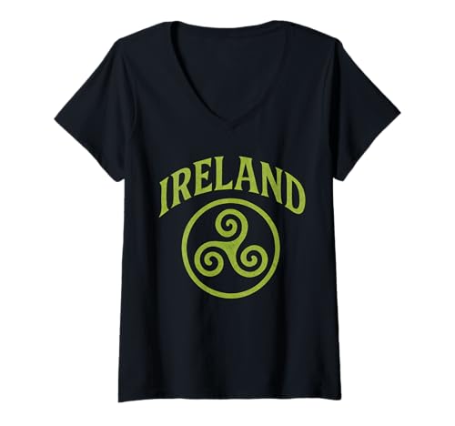 Damen Irland Triskele The Smiling Irish Eyes Keltische Dreifachspirale T-Shirt mit V-Ausschnitt Damen Irland Triskele The Smiling Irish Eyes Keltische Dreifachspirale T-Shirt mit V-Ausschnitt von Ireland Rugby Supporters Jersey Irish Shamrock