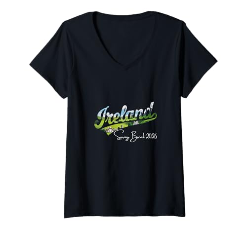 Damen Irland Spring Break 2026 Urlaubsreisen T-Shirt mit V-Ausschnitt Damen Irland Spring Break 2026 Urlaubsreisen T-Shirt mit V-Ausschnitt von Ireland Spring Break Clothes T-Shirts