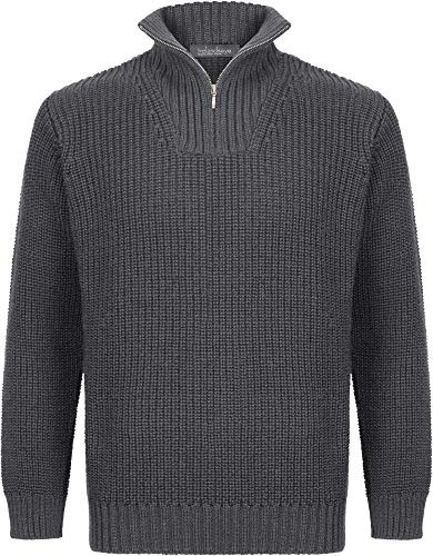 IrelandsEye Reefer Ribbed Zip Neck Sweater Men, L, Graphite von IrelandsEye