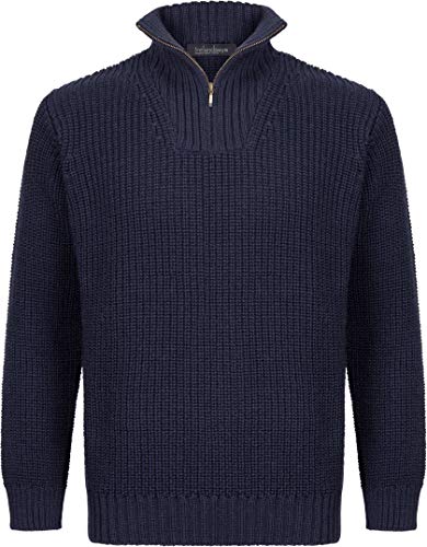 IrelandsEye Reefer Ribbed Zip Neck Sweater Men, L, Navy von IrelandsEye