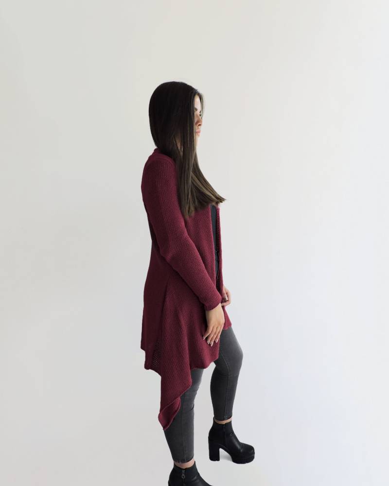 Lange Pullover Strickjacke, Frauen Lockere Baumwollstrickmantel, Langarm-Strickjacke, Offene Slouchy-Strickjacke, Loungewear von IrenKnits