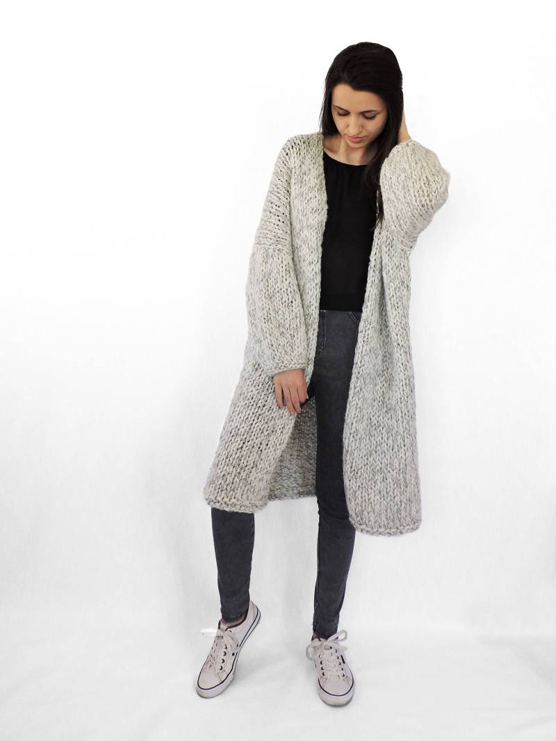 Plus Größe Pullover Mantel, Lange Strickjacke, Grobstrick-Cardigan, Slouchy Cardigan, Boho Lockerer Strickmantel, Oversize-Cardigan von IrenKnits