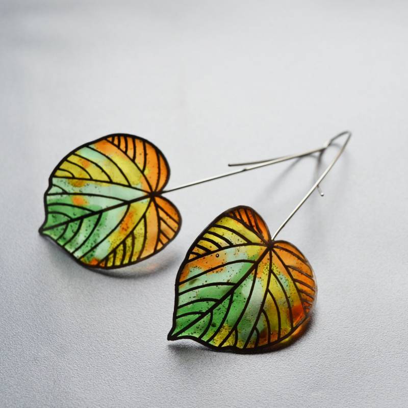 Umweltfreundliche Ohrringe Herbstblatt Linde Umweltfreundliche Ohrringe Herbstblatt Linde von IMHjewellery