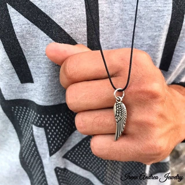 Männer Antik Silber Feder Halskette Verstellbare Schnur, Freiheit Symbol Halskette von IreneAndreaJewelry