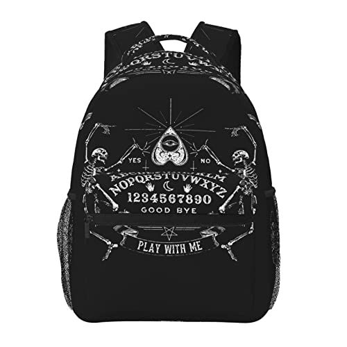 Vintage Skelett Magic Ouija Board Schwarz Stilvoller lässiger Rucksack Geldbörse für Damen, personalisierter Laptop-Rucksack mit mehreren Taschen, Computer-Tagesrucksack für Arbeit, Geschäftsreisen, von Ireser