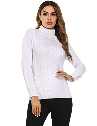 Irevial Damen Basic Langarm Slim Fit Rollkragen Sweatshirt-A-weiß-S von Irevial