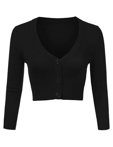 Irevial Bolero Damen Festlich Jäckchen für Abendkleid Langarm Kurze Hochzeit Bolerojacke Kleid Elegant Schulterjacke Schwarz M von Irevial