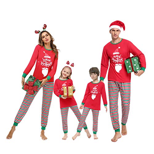 Irevial Damen Irevial Weihnachten Familie Schlafanzug Outfit Nachtwäsche Pajama Set, Damen-rot, S EU von Irevial