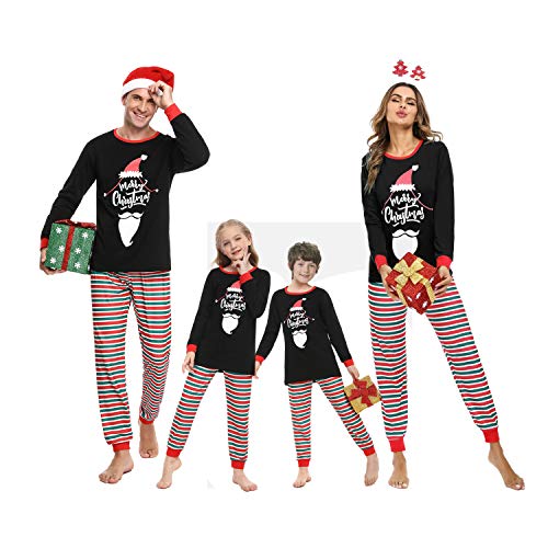 Irevial Kind Irevial kerst familie pyjama outfit nachtkleding Pajama Set, Kind-schwarz, M EU von Irevial