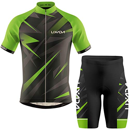 Irfora Herren Radtrikot Atmungsaktives Kurzarm-Bike-Shirt und gepolsterte Shorts MTB-Fahrrad-Anzug von Irfora