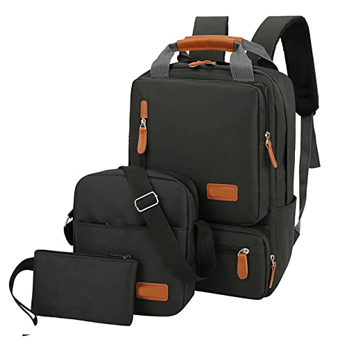 Irfora Schultertasche, 3-teiliges Rucksack-Set für Damen und Herren, Laptop-Rucksack, Umhängetasche, kleine Tasche für Reisen, Schule, Geschäft, Arbeit, College, passend für bis zu 14,5 Zoll von Irfora