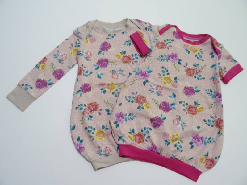 Ballon Kleid Tunika Kurzarm Langarm Diverse Farben Gr.62-170 "Blumen" von IriannaShop