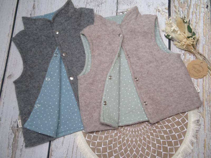 Merino Wolle Weste Aus 100% Merinofleece Gr. 56-146 Diverse Farben Und Muster von IriannaShop