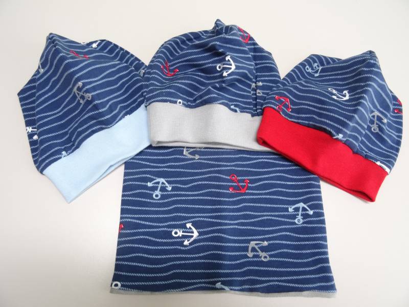 Mütze Tuch Loop Set "Maritim" Wunschgröße-Farbe von IriannaShop