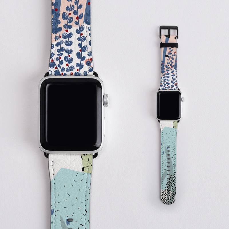 Abstraktes Apple Watch Vegan Lederarmband Mit Blumenmuster Abstraktes Apple Watch Vegan Lederarmband Mit Blumenmuster von IrieCases
